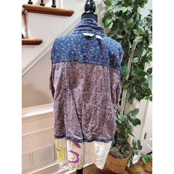 Krazy Kat Upcycled Multicolor Cotton Long Sleeve Buttons Front Casual Jacket 3X - Picture 8 of 11